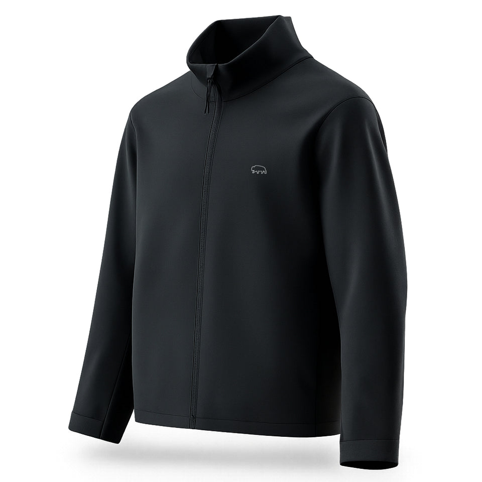 Black Breitung jacket with a withe bision ouline brand logo on a white background