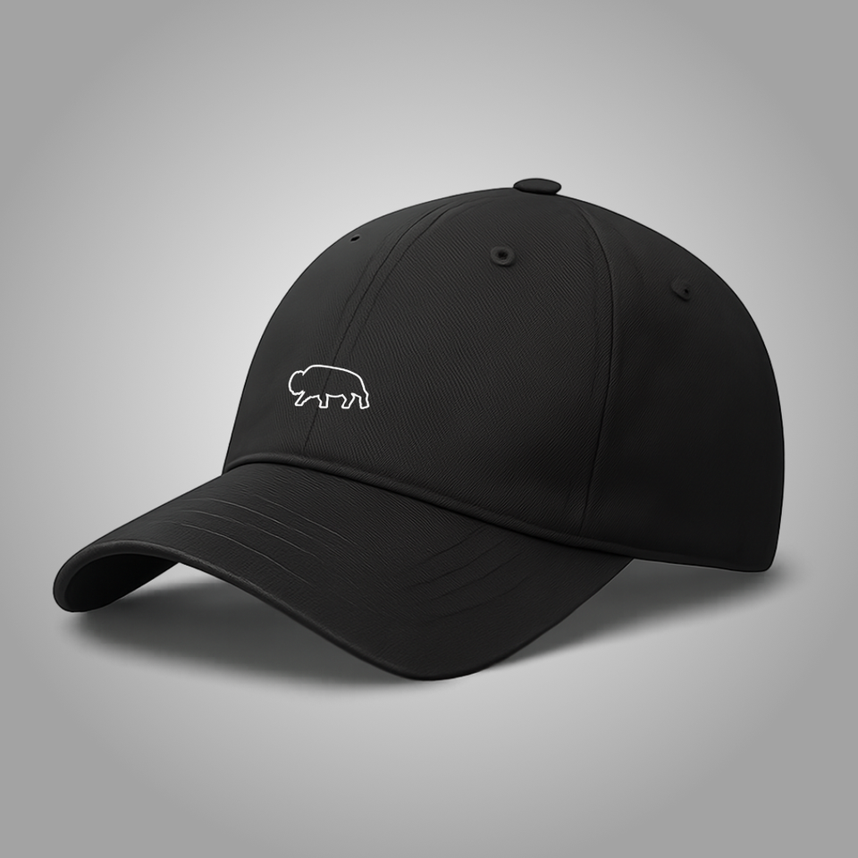 Black Breitungcap with a white logo on a gray background