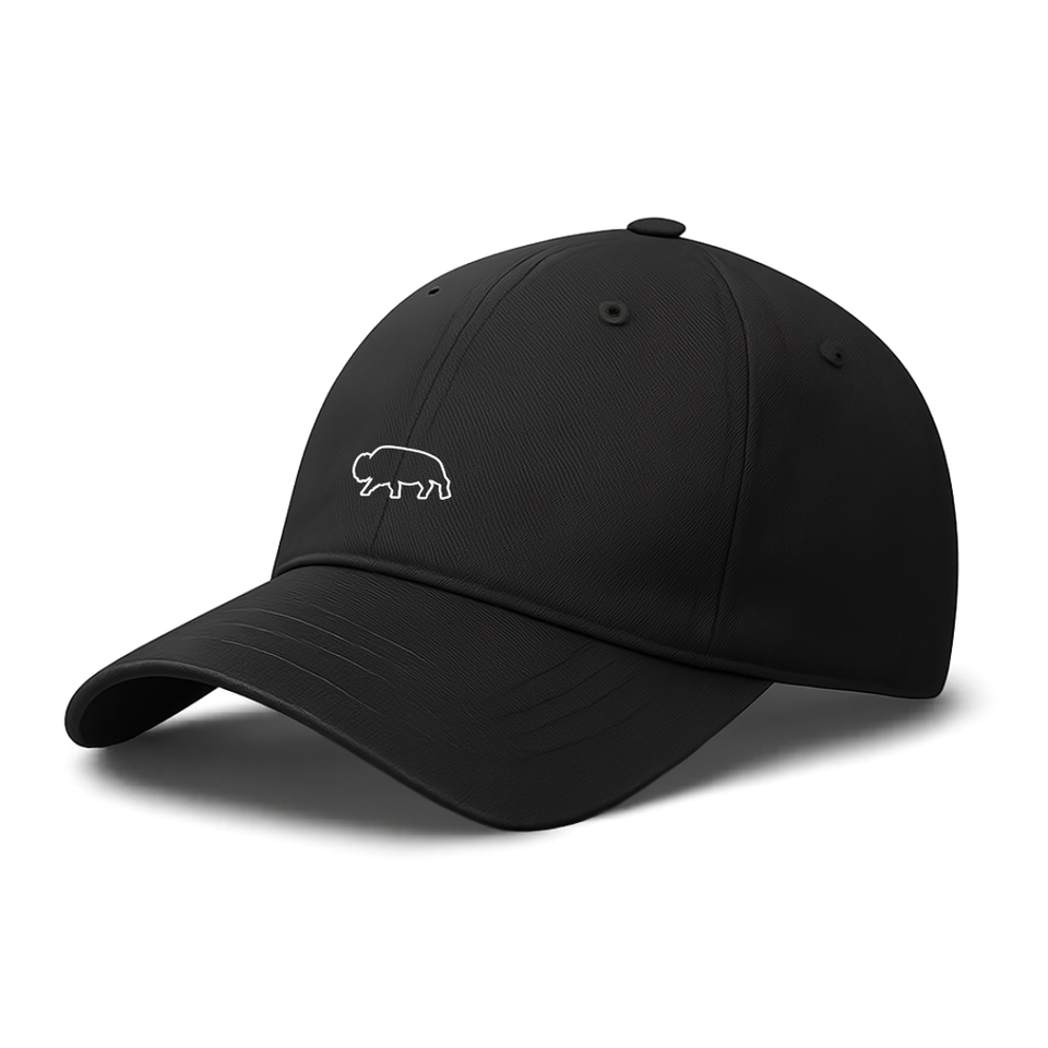 Black Breitung cap with a Bison logo on a white background